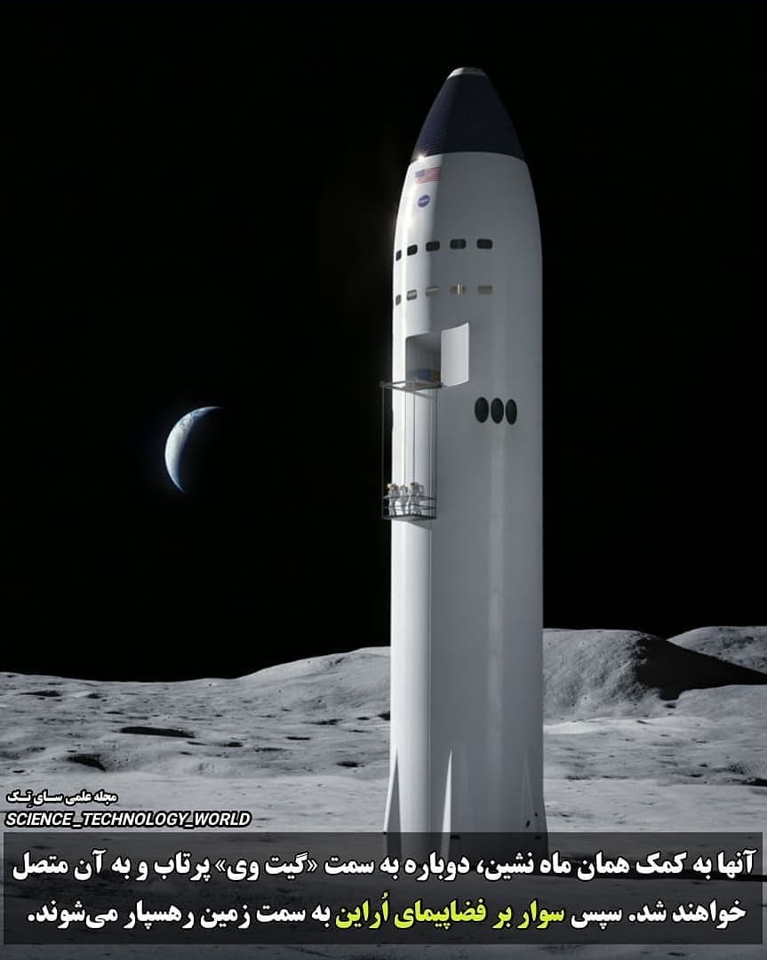 ⁣ناسا فضاپیمای استارشیپ شرکت اسپیس را به عنوان ماه نشین در پروژه آرتمیس (۲۰۲۴) انتخاب کرد