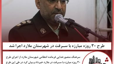 طرح 30 روزه مبارزه با سرقت در شهرستان ملارد اجرا شد