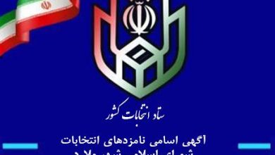 آگهى اسامى نامزدهاي انتخابات ۱۴۰۰ شوراهاي اسلامى شهر ملارد
