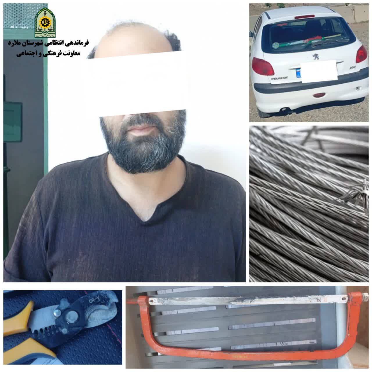 دستگیری سارق کابل برق در یوسف‌ آباد ملارد