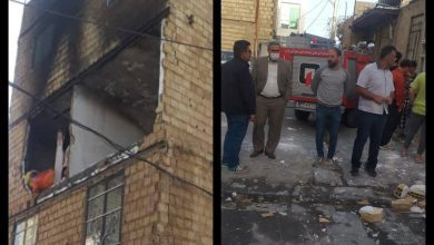 جمع آوری آثار و بقایای تخریب از آتش سوزی منزل مسکونی توسط شهرداری ملارد